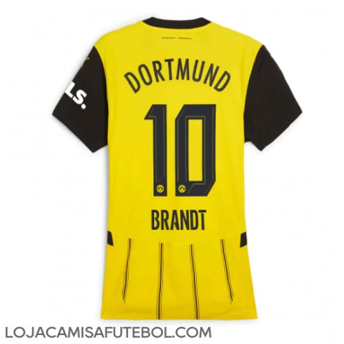 Camisa de Futebol Borussia Dortmund Julian Brandt #10 Equipamento Principal Mulheres 2024-25 Manga Curta